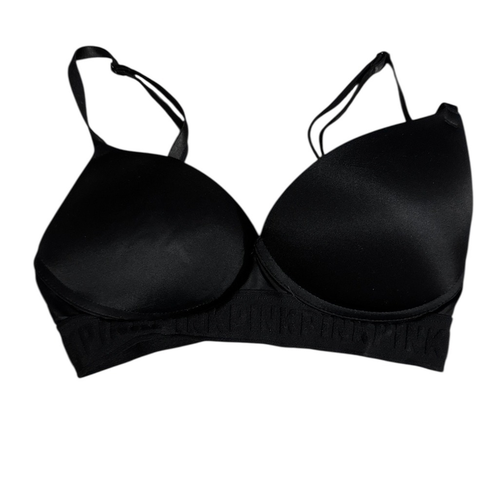 Victorias Secret PINK Wear Everywhere Wireless Push-Up Bra Black 32C